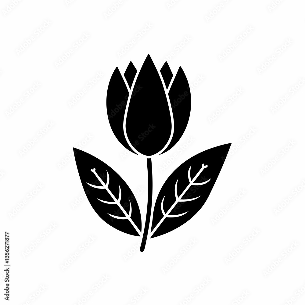 Obraz premium creative details Tulip with Leaf Icon vector illustration