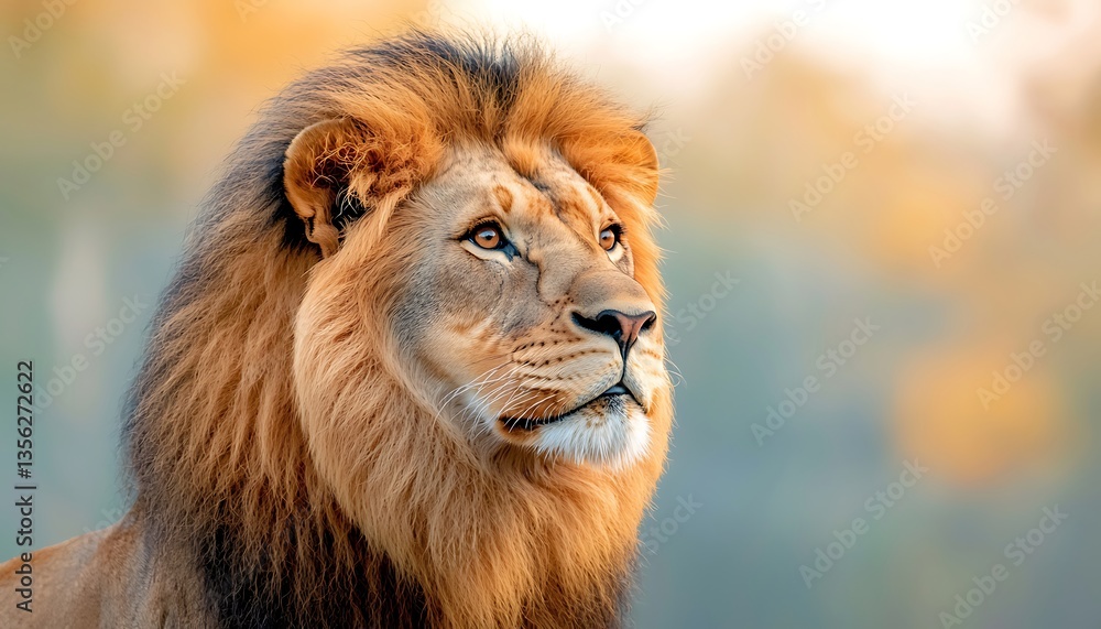 Fototapeta premium Majestic Lion for Savannah Sunset.