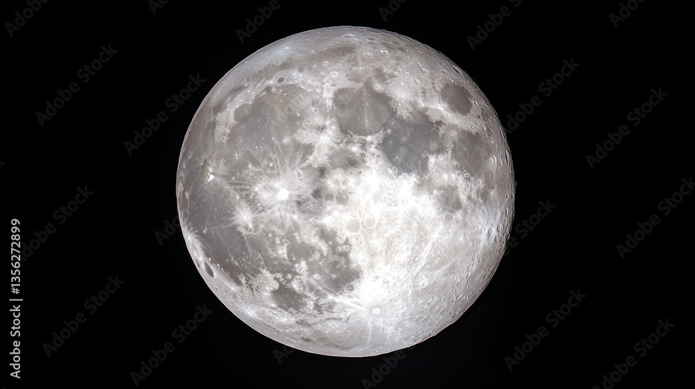 Obraz premium Stunning Full Moon with Detailed Craters Against Black Background