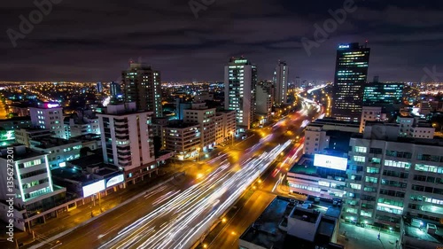 Wallpaper Mural Vibrant night cityscape with light trails over busy urban skyline Torontodigital.ca