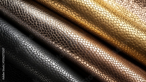 Luxury Stingray Leather Textures: Gold, Bronze, and Black - Made with Generative AI