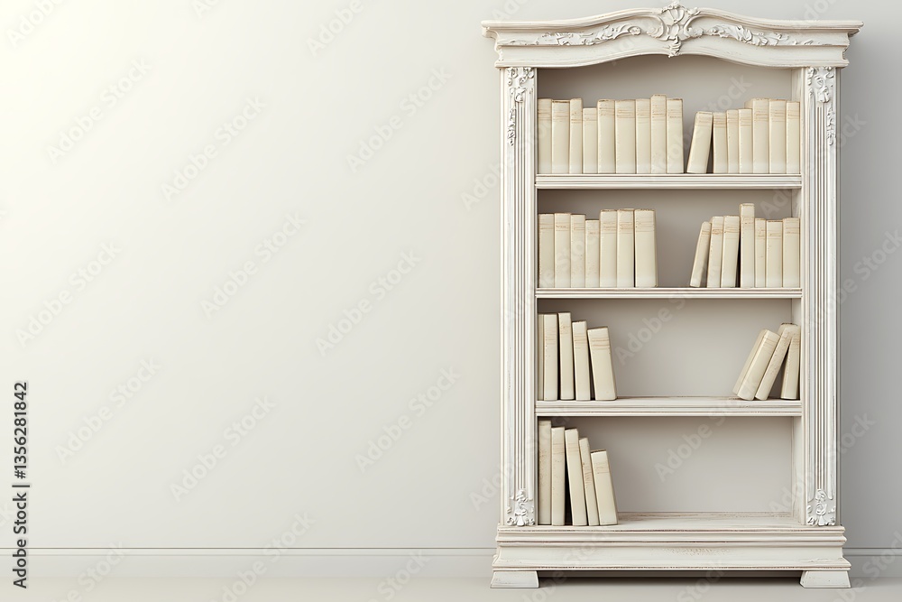 Fototapeta premium Antique Bookshelf in a Light Room. Possible Use Stock Photo
