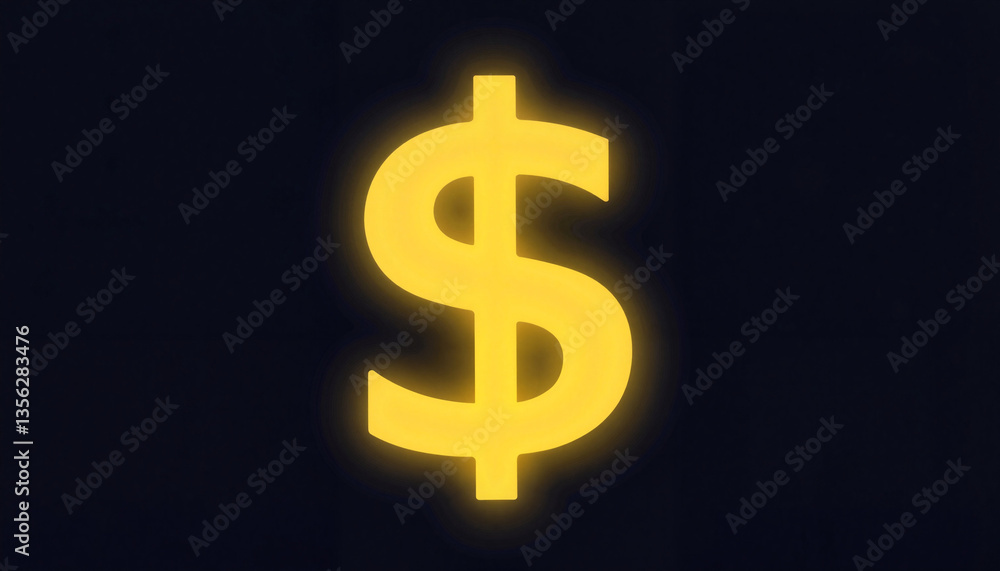 Glowing dollar sign on dark background, finance and wealth concept Glowing dollar sign on dark background, finance and wealth concept
