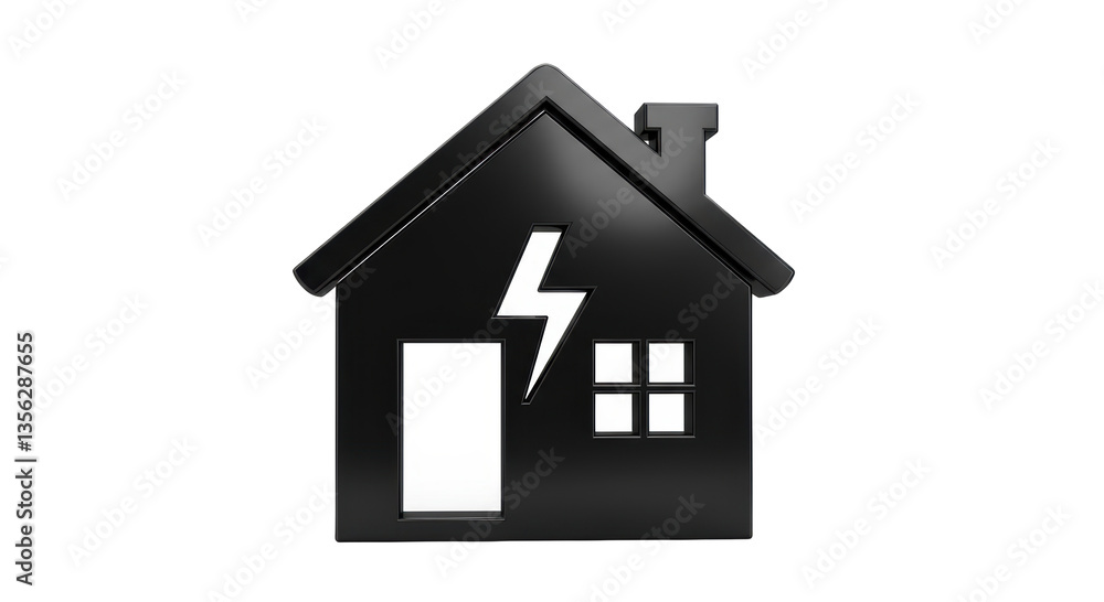Isolated House with Lightning Bolt - Home Insurance Concept Isolated House with Lightning Bolt - Home Insurance Concept