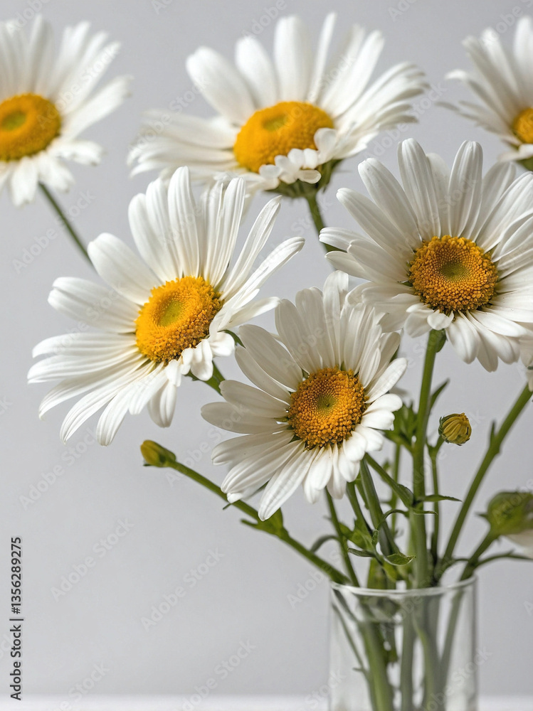 Obraz premium Daisy flowers, isolated against a pure white background.