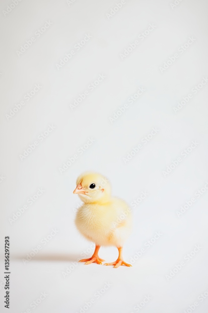 Newborn chick standing on white background, Easter celebration, adorable pet, springtime theme, animal photography, cute and fluffy, joyful moments, nature. Newborn chick standing on white background, Easter celebration, adorable pet, springtime theme, animal photography, cute and fluffy, joyful moments, nature.
