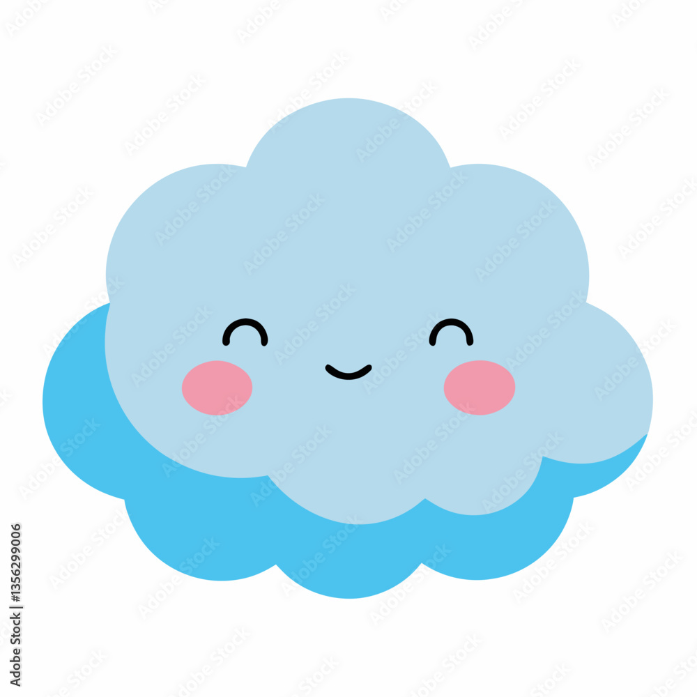 A blue sky cartoon illustration with cloud vectors, a summer weather design element A blue sky cartoon illustration with cloud vectors, a summer weather design element