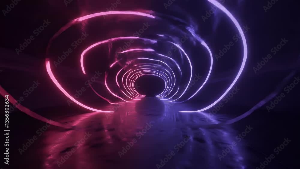 Abstract Neon Tunnel: Pink and Purple Glowing Lights Abstract Neon Tunnel: Pink and Purple Glowing Lights