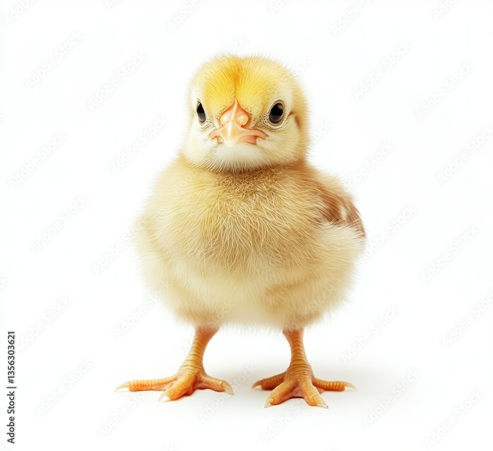 A cute little yellow chick standing on two legs A cute little yellow chick standing on two legs