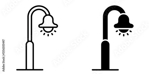 Street lamp editable stroke outline icon isolated on white background flat vector illustration, black outline, Pixel perfect