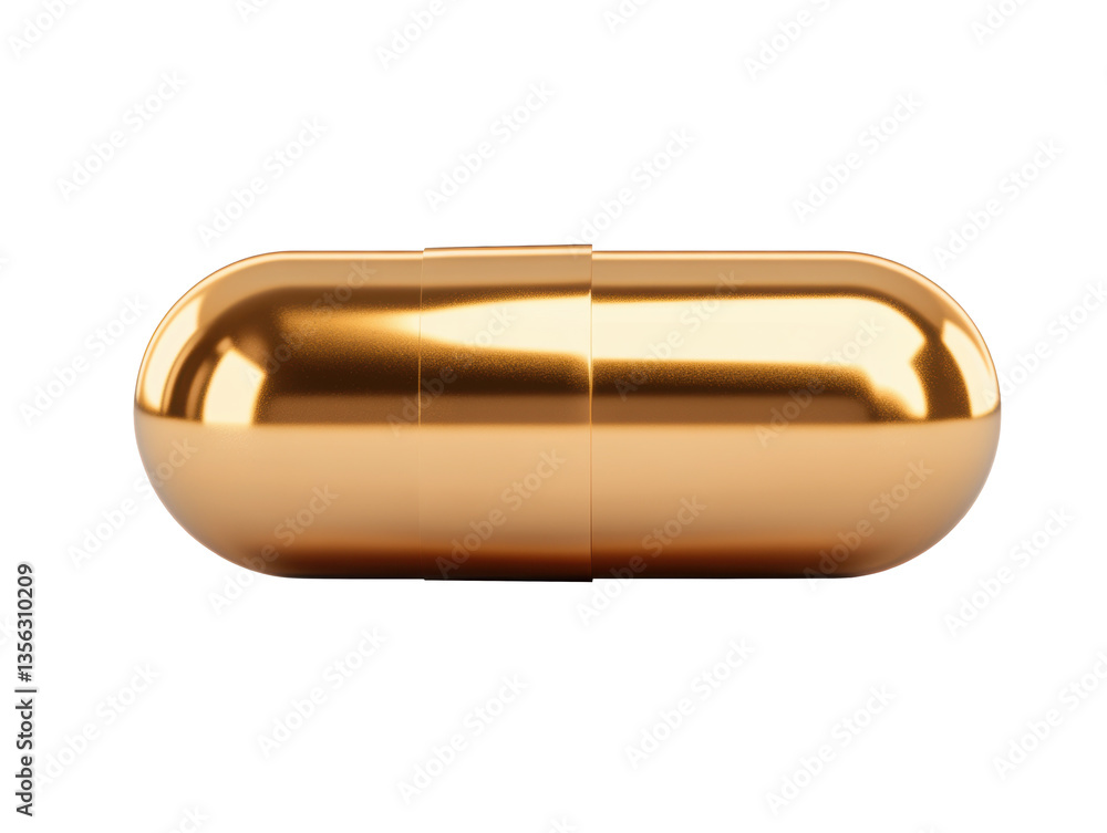 Shiny golden capsule on a plain background Shiny golden capsule on a plain background