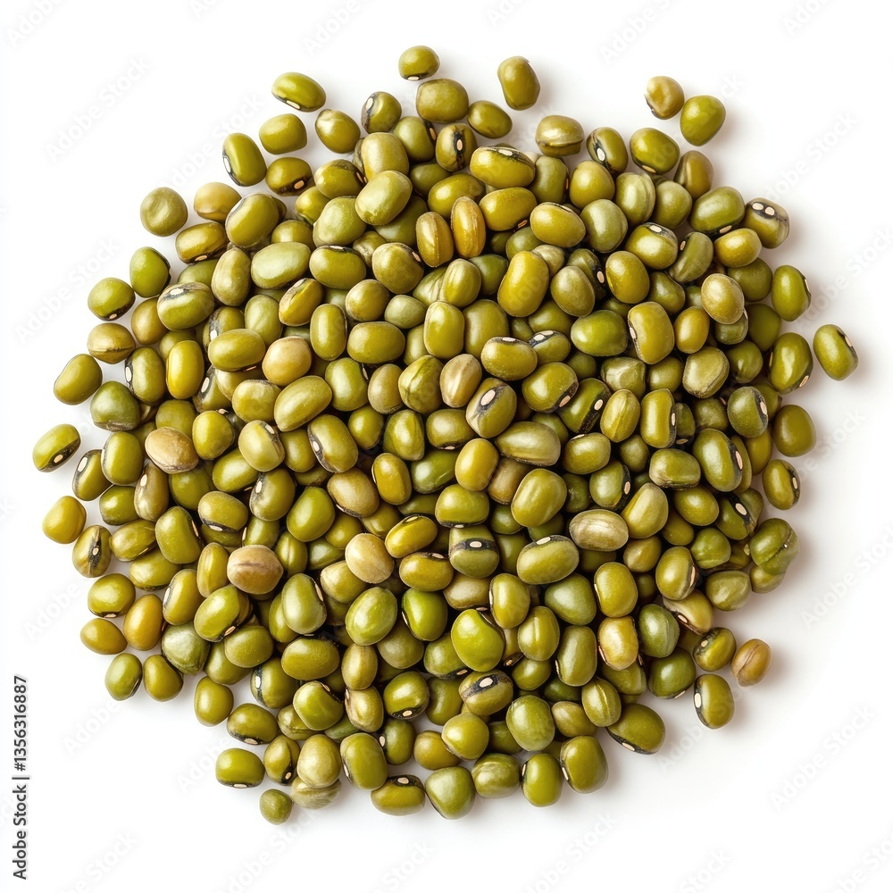 Isolated raw mung beans, a healthy green legume Isolated raw mung beans, a healthy green legume