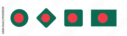 Free Download Vector Bangladesh National Flag icon collection. Flag set of Bangladesh various styles. - GFXLoad
