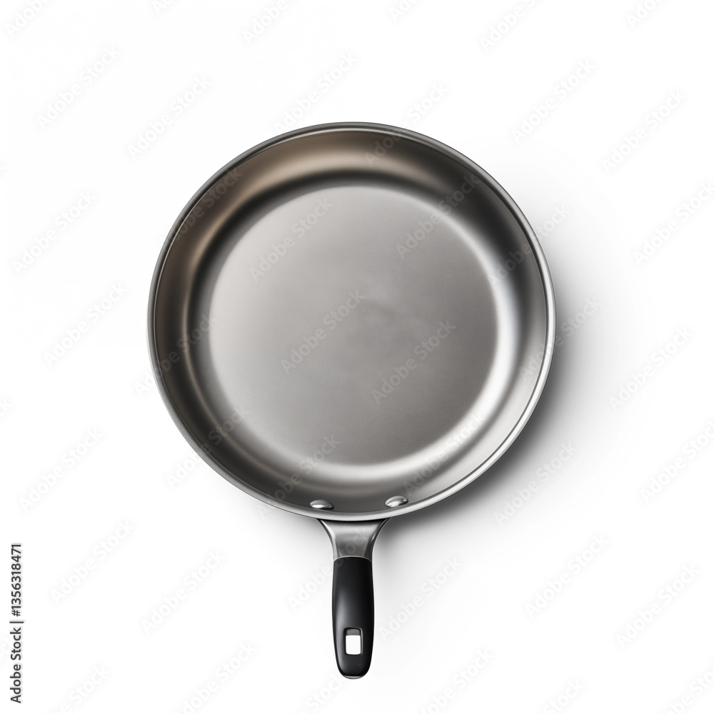 Empty Stainless Steel Frying Pan Top View Kitchenware Empty Stainless Steel Frying Pan Top View Kitchenware