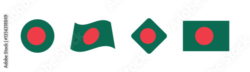 Vector Bangladesh National Flag icon collection. Flag set of Bangladesh various styles. Free Download Vector Bangladesh National Flag icon collection. Flag set of Bangladesh various styles. - GFXLoad