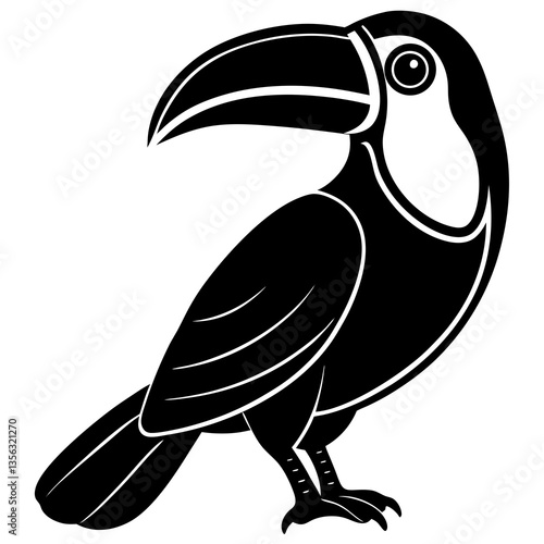 Toucan Bird silhouette vector black outline, white background