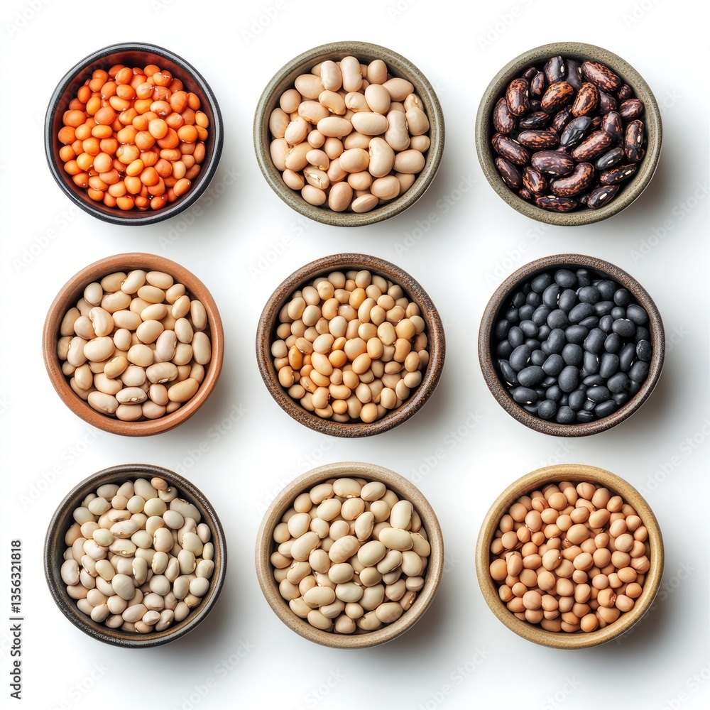 A closeup of assorted dry legumes, including various beans and lentils, isolated as healthy vegetarian ingredients A closeup of assorted dry legumes, including various beans and lentils, isolated as healthy vegetarian ingredients