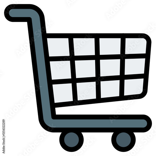 Shopping Cart Icon for Commerce. Filled Line Editable Stroke