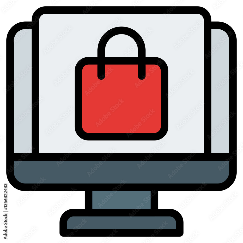 E-commerce Shopping Cart Icon. Filled Line Editable Stroke E-commerce Shopping Cart Icon. Filled Line Editable Stroke