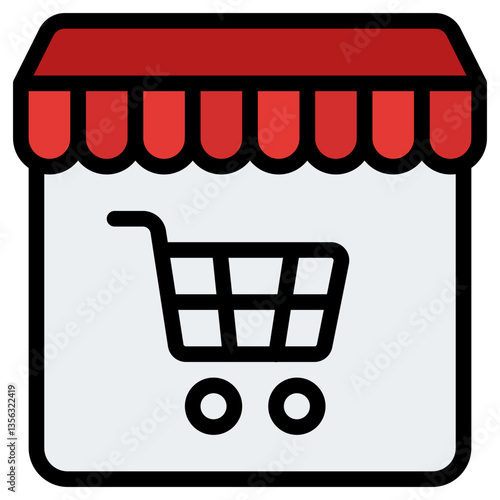 Shopping Cart Icon. Filled Line Editable Stroke