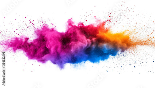 Wallpaper Mural Vibrant Color Powder Explosion on White Background Torontodigital.ca
