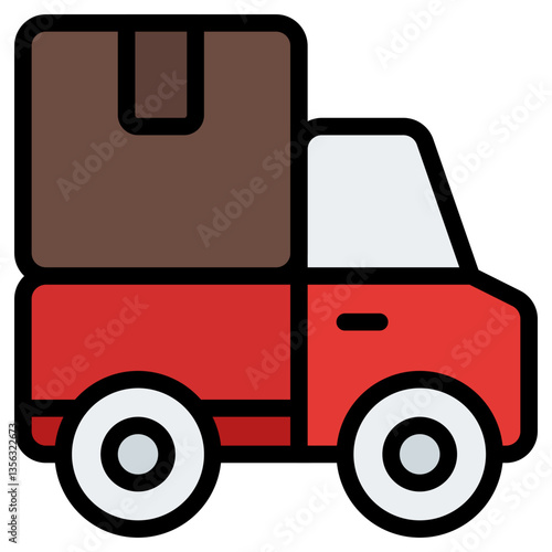 Delivery Truck Icon. Filled Line Editable Stroke