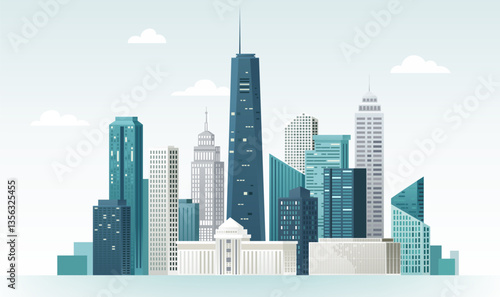 City skyline horizontal illustration city architecture landscape