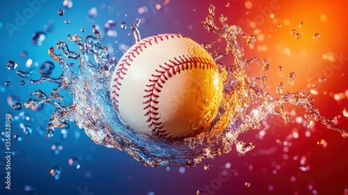 Baseball player hitting ball with baseball and glass of beer,Slow motion Baseball ball flying with stadium background concept of strength,home run,baseball field with grandstand.
