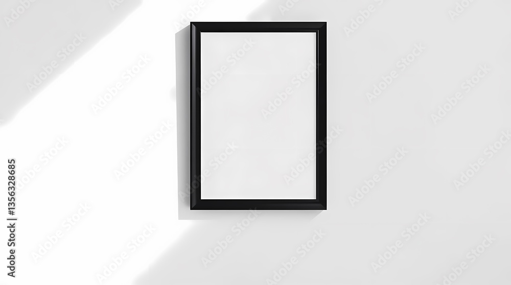 Blank Canvas on Wall: A minimalist shot captures a framed blank canvas with soft shadow on a wall, ready for personalization. Blank Canvas on Wall: A minimalist shot captures a framed blank canvas with soft shadow on a wall, ready for personalization.