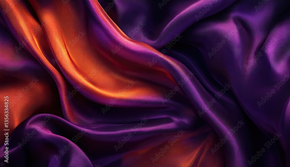 Obraz premium Luxurious, flowing fabric drapes in vibrant ombre colors