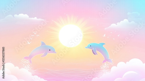 A pastel rainbow gradient background with stars  featuring soft 