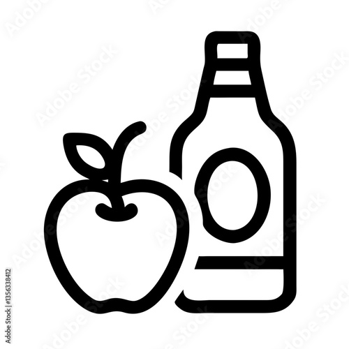 Apple and Cider Bottle Icon Design  