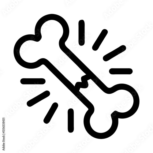 Broken bone icon with impact lines in a minimalistic style  