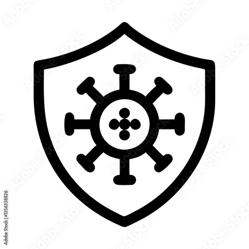 Immune Shield Symbol Representing Protection Against Viruses  