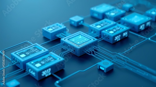 Obraz na płótnie Tech Circuit Board: Intricate circuit board design with a futuristic feel. Components interconnected by delicate pathways. w salonie