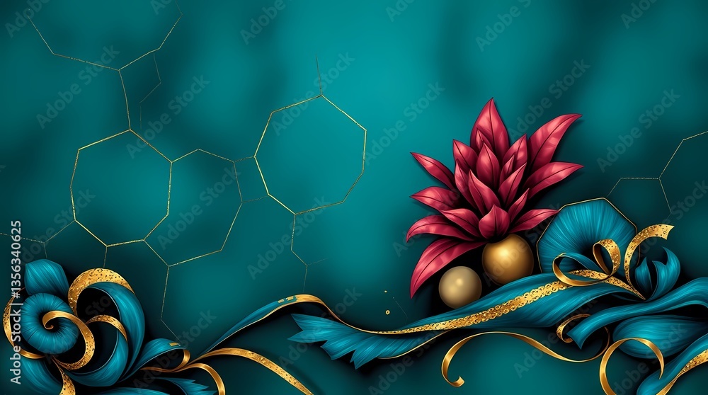 Elegant Floral Artwork: A captivating floral composition, with intricate patterns and a rich color palette, evoking a sense of luxury and artistry.
