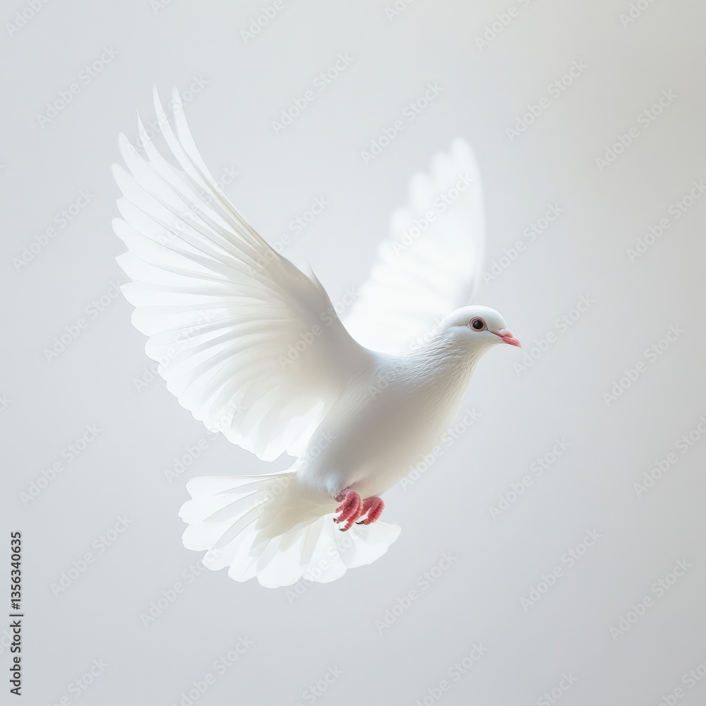 White dove flying gracefully White dove flying gracefully