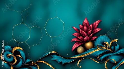 Obraz na płótnie Elegant Floral Artwork: A captivating floral composition, with intricate patterns and a rich color palette, evoking a sense of luxury and artistry. w salonie