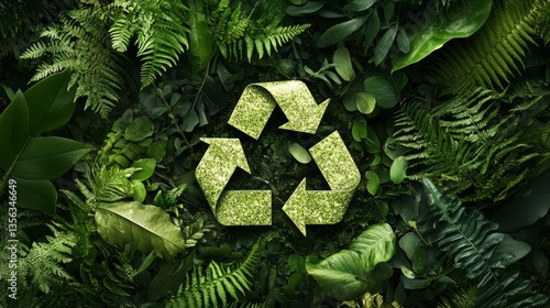 Lush green foliage forming recycle symbol promoting environmental conservation