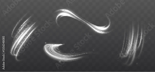 bright spiral light effect with swirling neon curves, glowing particles, and energy flares. Ideal for futuristic designs, magic portals, abstract vortex visuals, and meteor-style motion