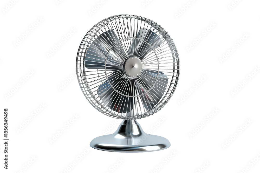 A modern oscillating desk fan designed for effective cooling. A modern oscillating desk fan designed for effective cooling.