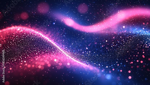 Wallpaper Mural Abstract Digital Art Featuring Vibrant Pink and Blue Waves Enhanced by Sparkling Particles Highlighting the Dynamic Beauty of a Cosmic Scene Showcasing Artistic Creativity Innovative Visual Design and Torontodigital.ca