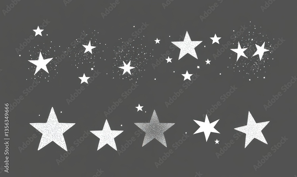 A set of simple vector icons featuring stars and sparkles A set of simple vector icons featuring stars and sparkles