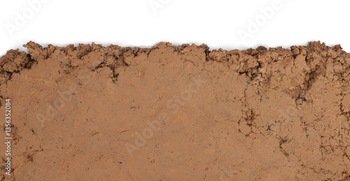 Piece of natural clay isolate on white  background. Organic ground pattern. Wet clay material for craft.