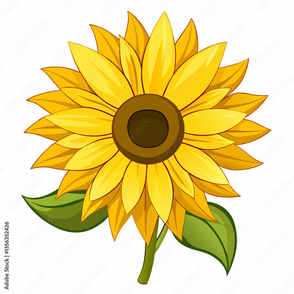 bright sunflower stalk with a wide golden bloom bright sunflower stalk with a wide golden bloom