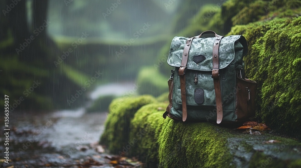 Obraz premium Rainy Day Backpack, Mossy Forest