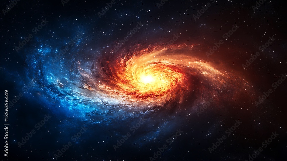 Fototapeta premium Stellar explosion supernova phenomenon Swirling galaxy with vibrant colors against a starry background.