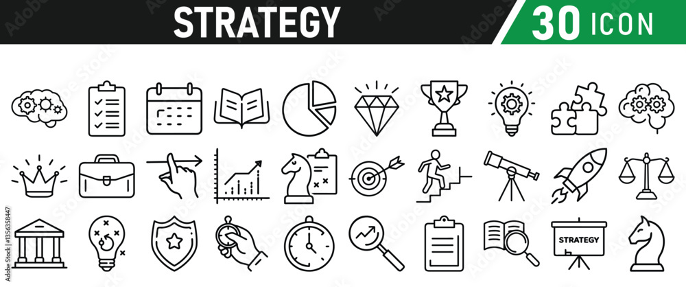Strategy icons set Strategy icons set