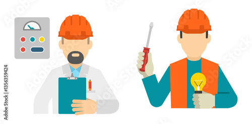Set energy power flat icons
