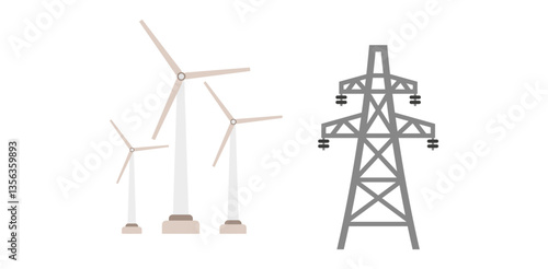 Set energy power flat icons